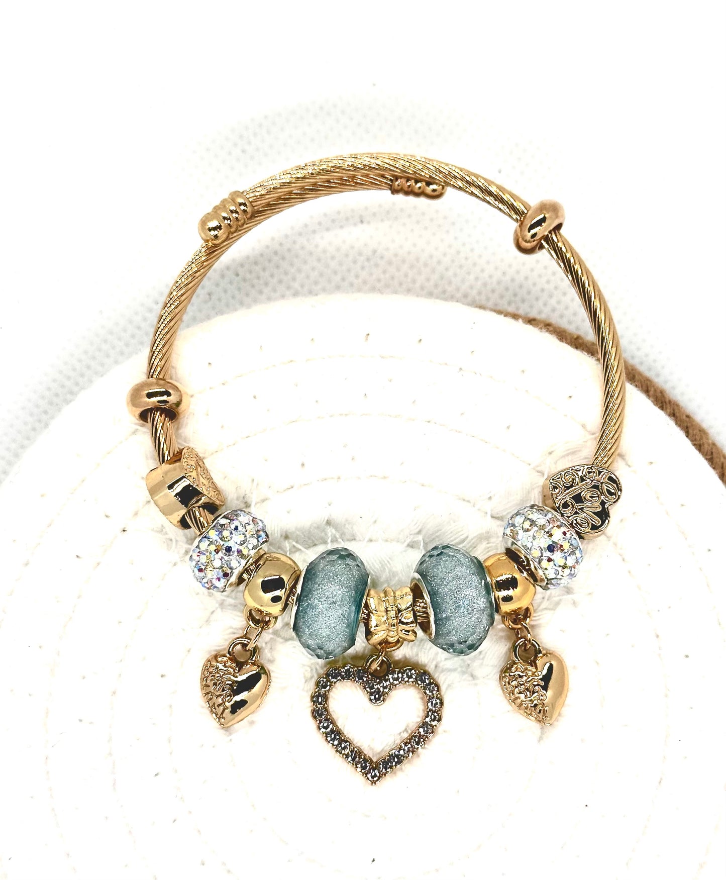 Gold Heart Charm Wrap Bracelet