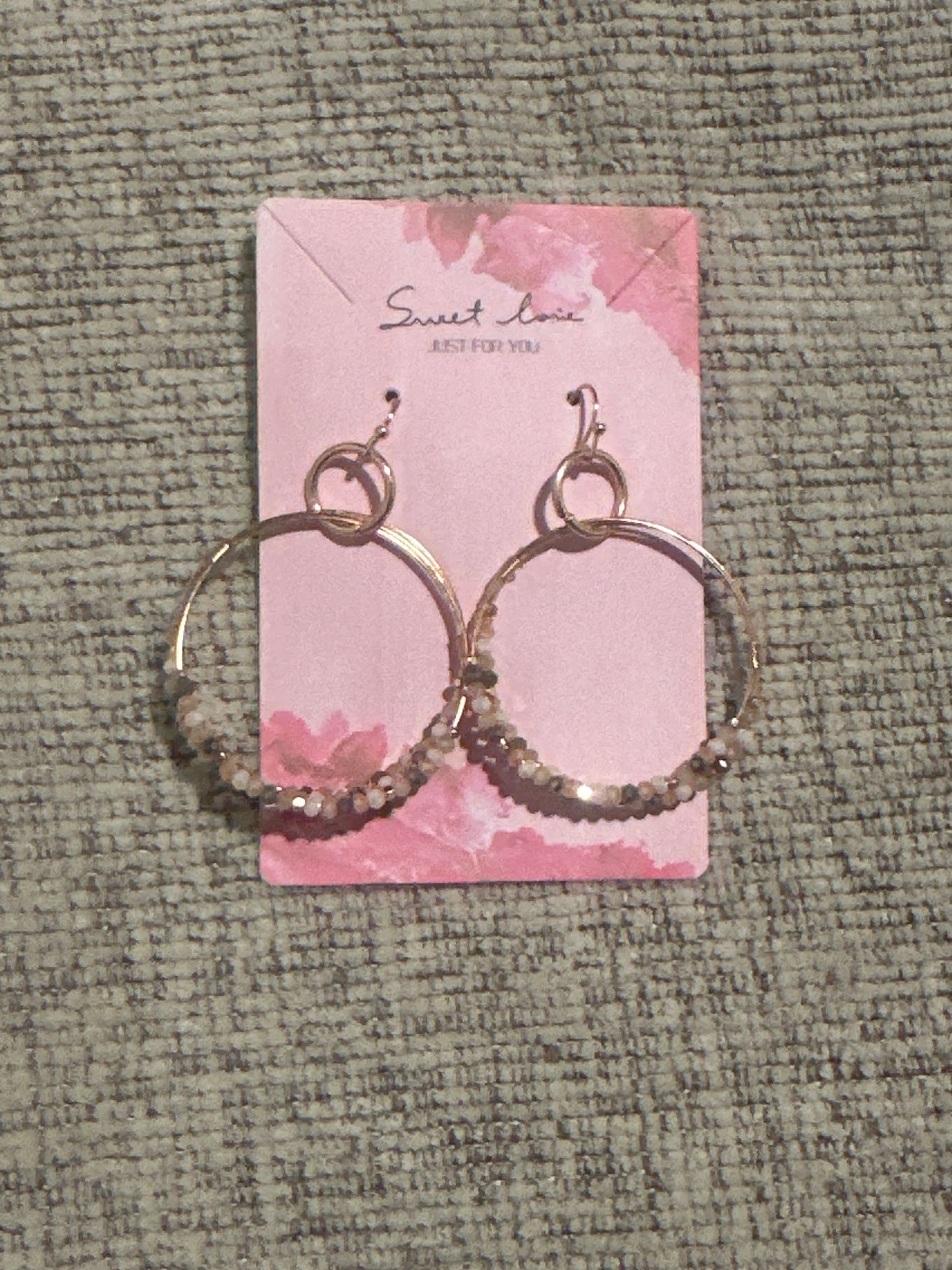 Gold hoop Earrings with boho crystals