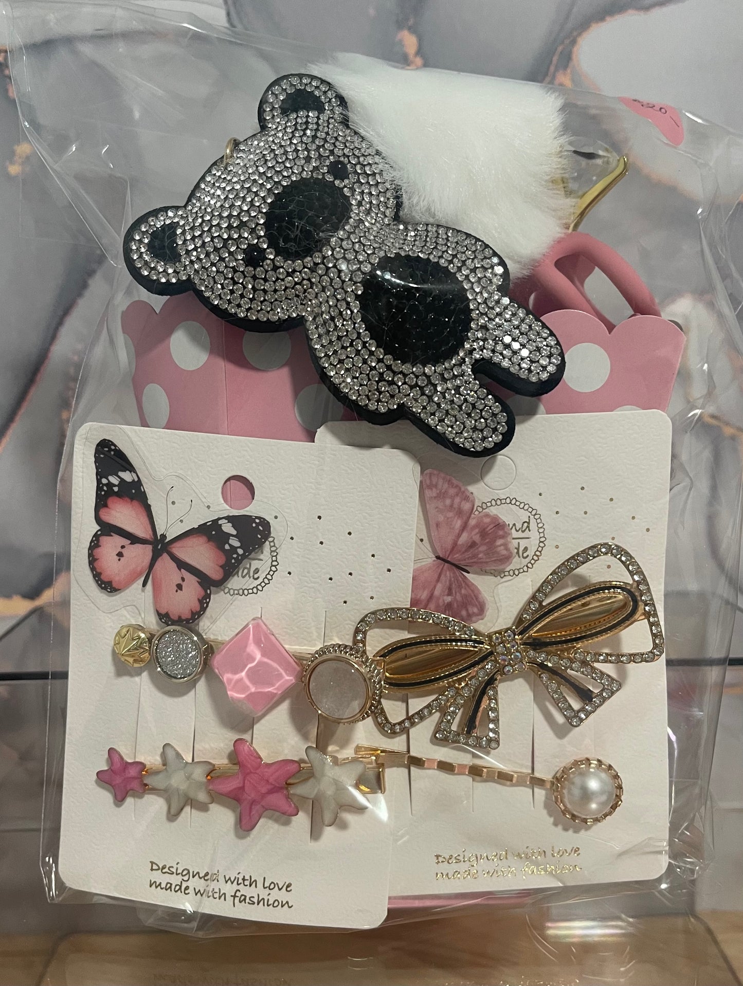 ***Teddy Bear Hair Essentials Bundle with various hair clips