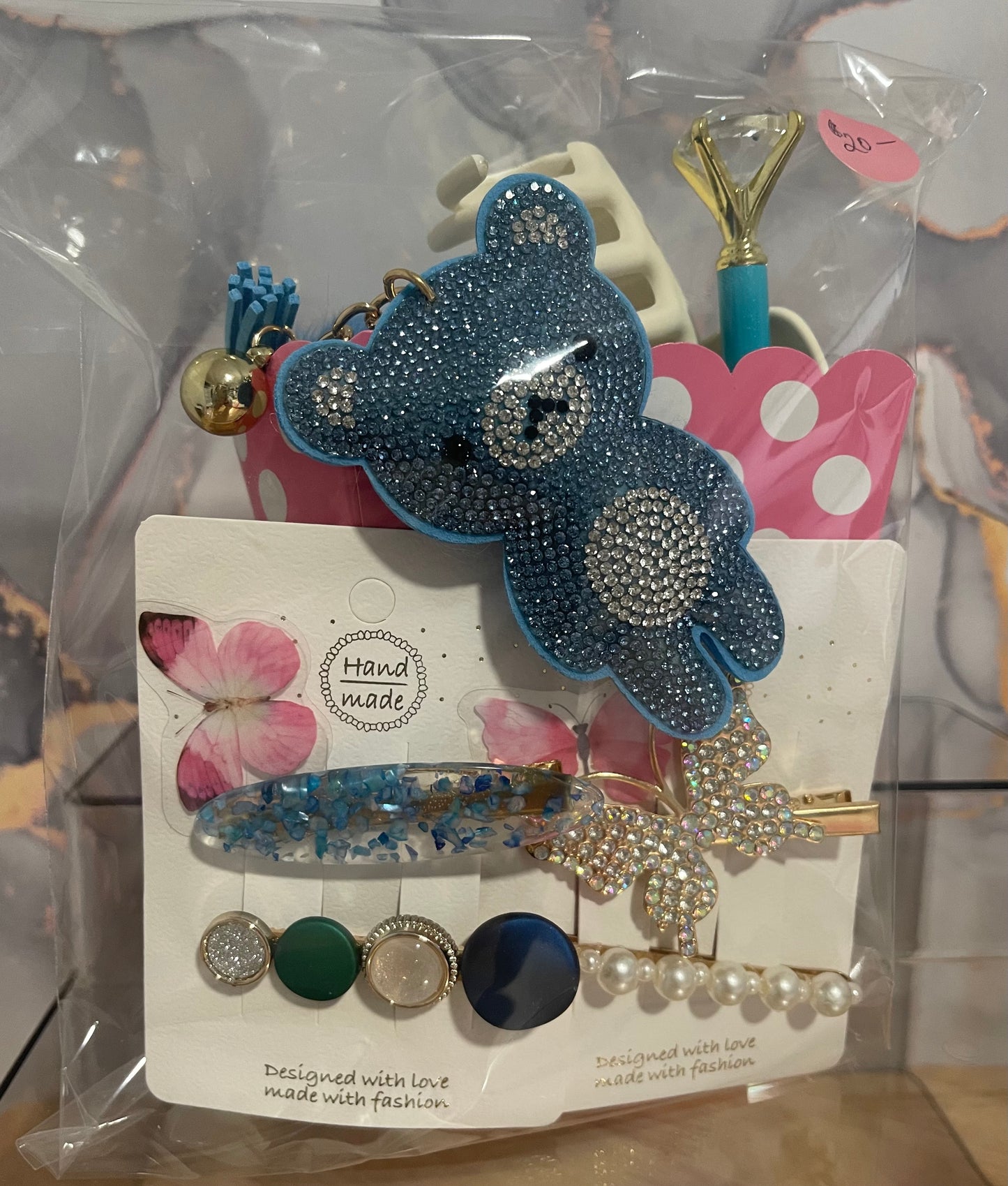***Teddy Bear Hair Essentials Bundle with various hair clips