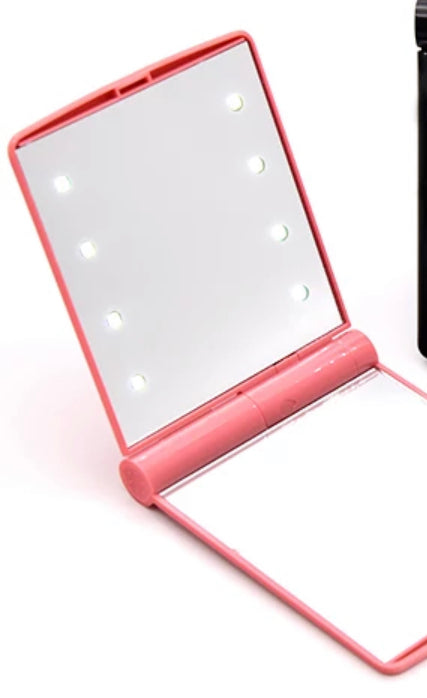 Pink double compact mirror with LED Light -SOLD OUT!