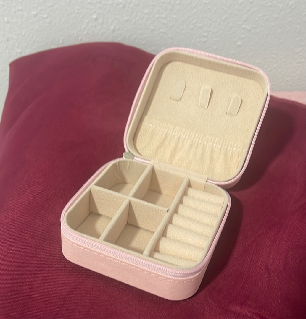 Pink Canvas Travel Jewelry Case
