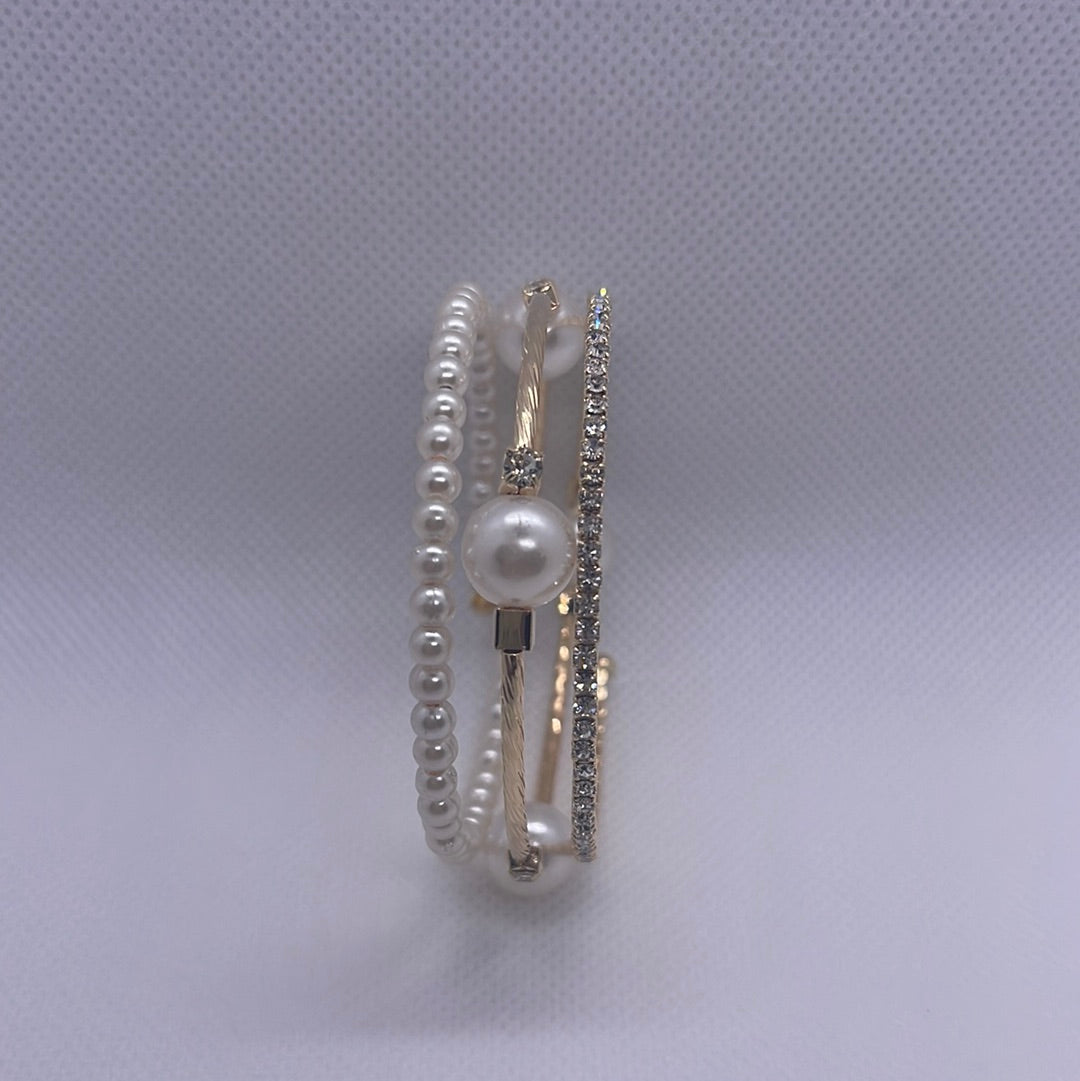 Gold and pearl wrap bracelet