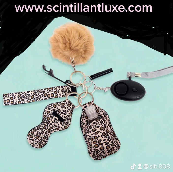 Safety Self Defense Keychains-Leopard print (includes kubotan - not shown)