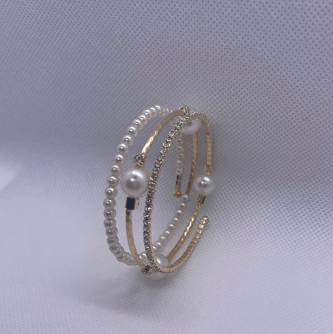 Gold and pearl wrap bracelet