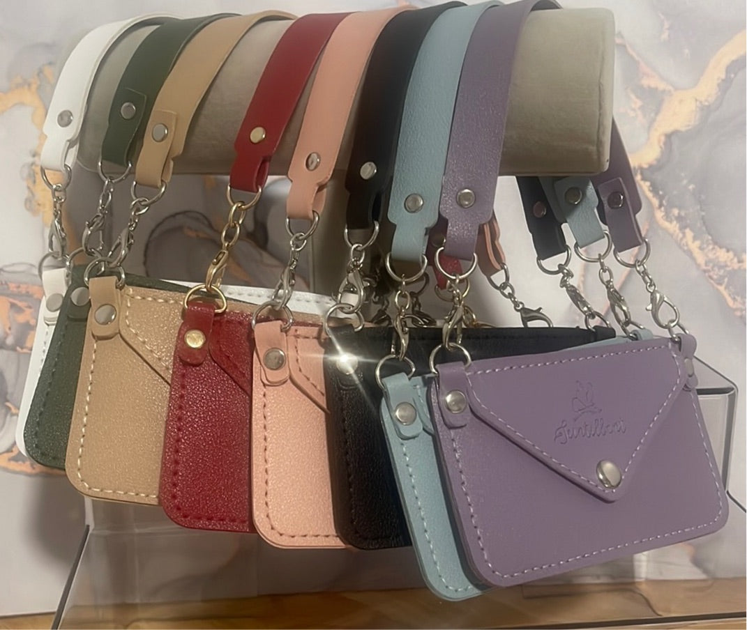 Leather signature credit card/gift card holder - small wristlet-(various colors)
