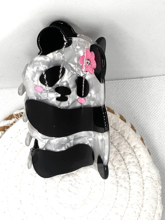 Panda Acetate Hair Claw