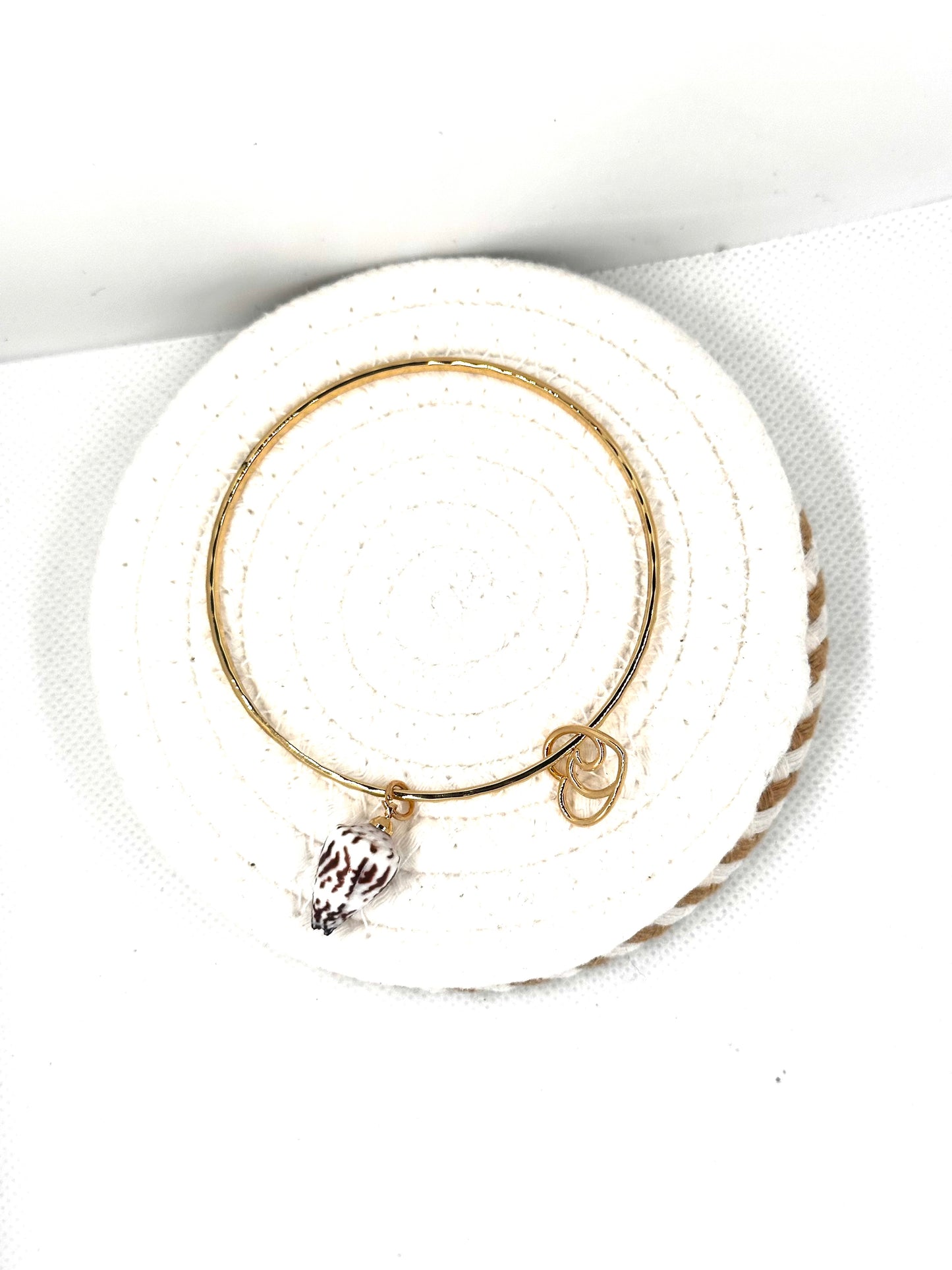 Gold Shell Bangle with Charm