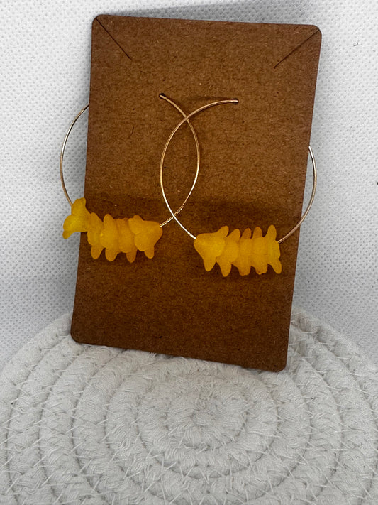 Orange Flower Hoop Dangles