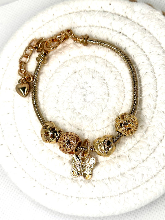 Gold Butterfly Charm Bracelet