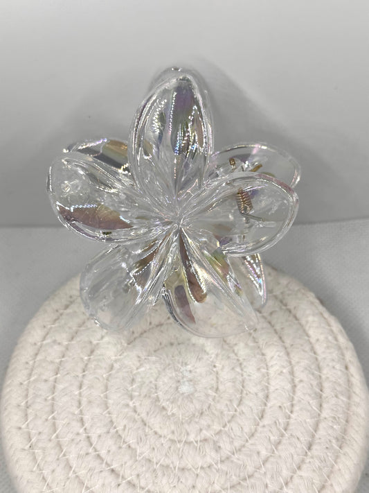 Clear Iridescent Flower Hair Claw