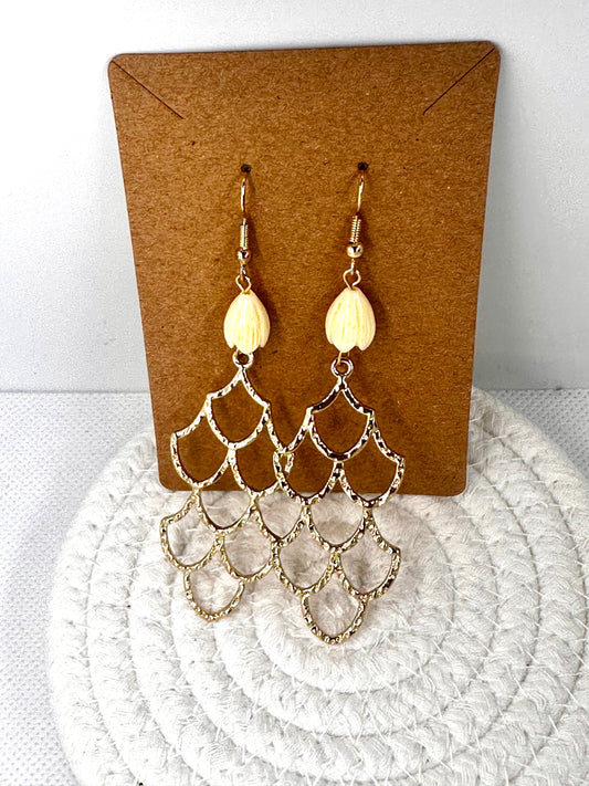 Gold Pikake Dangles Earrings