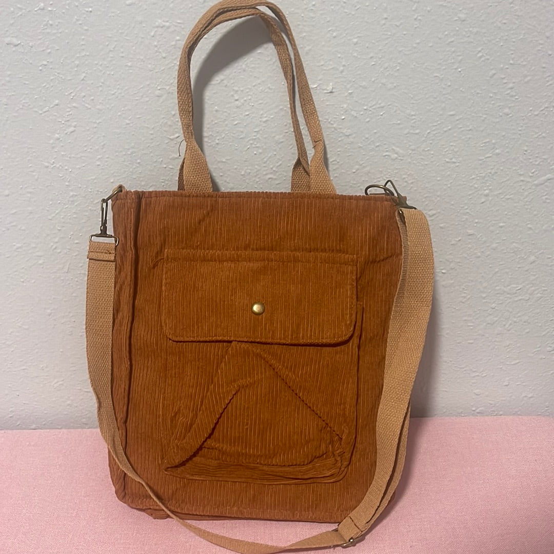 Large vintage corduroy tote with front pocket-(various colors)-tote only