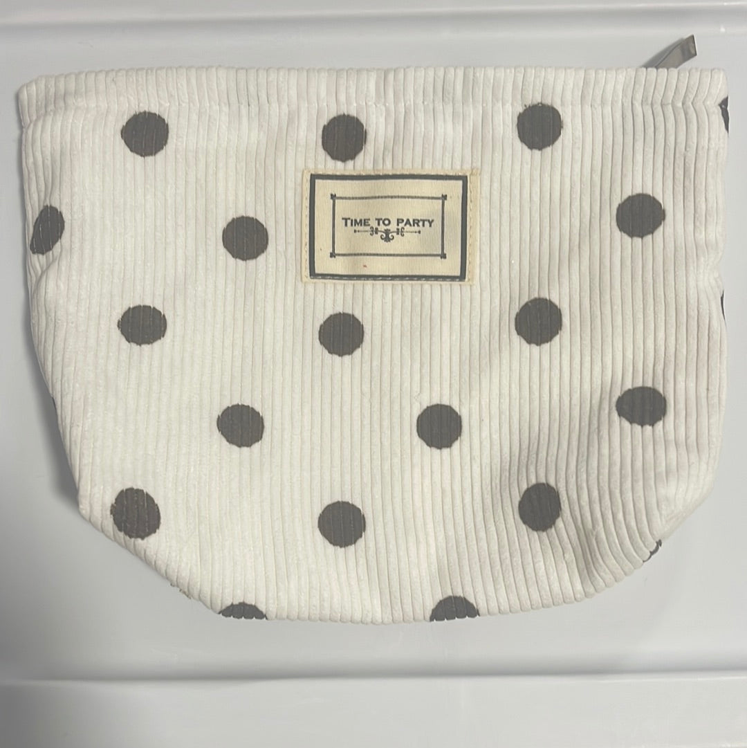 Polka dot corduroy cosmetic bag-(3 colors)