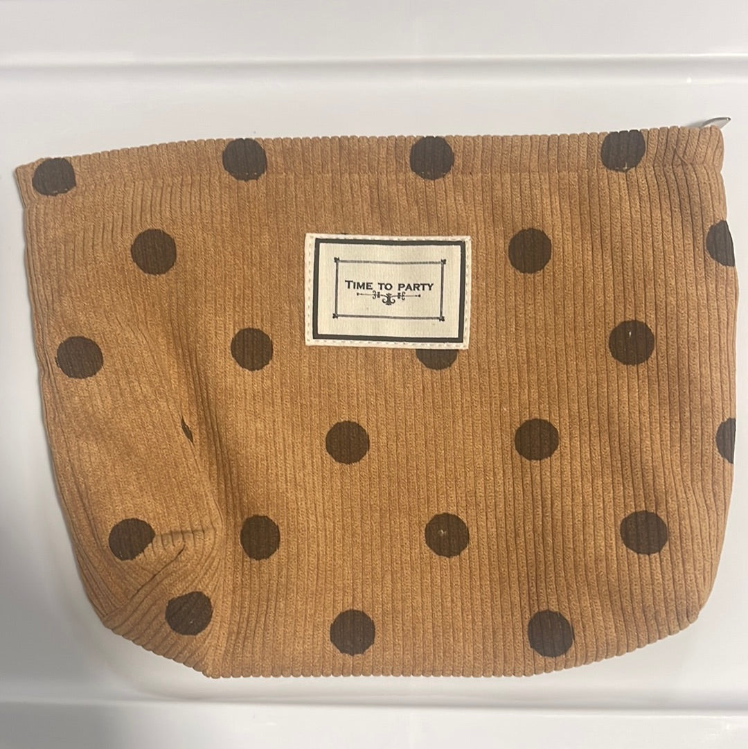 Polka dot corduroy cosmetic bag-(3 colors)