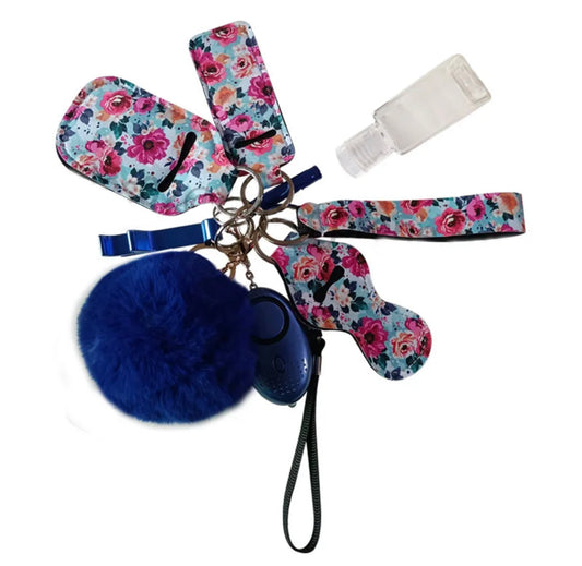 Safety Self Defense Keychains - Blue Floral (includes kubotan - not shown)
