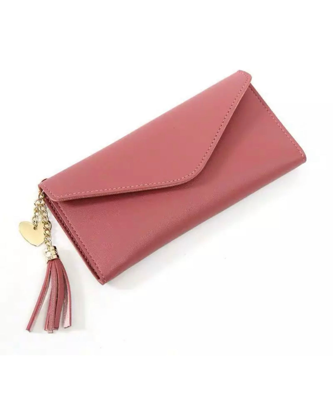 Leather wallet with tassel and heart-(various colors)