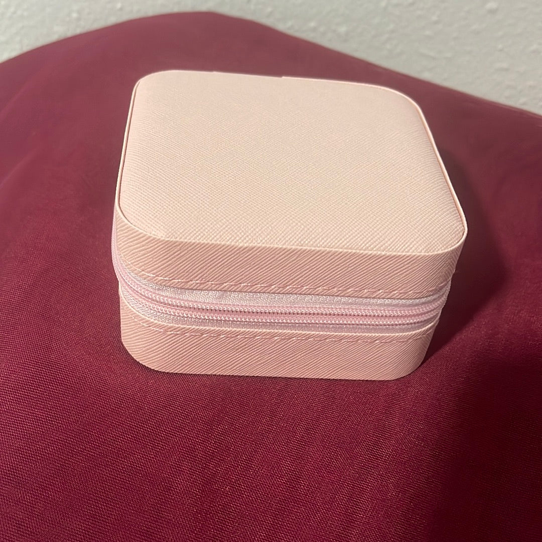 Pink Canvas Travel Jewelry Case
