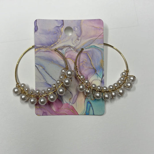 Pearl fashion hoop earrings