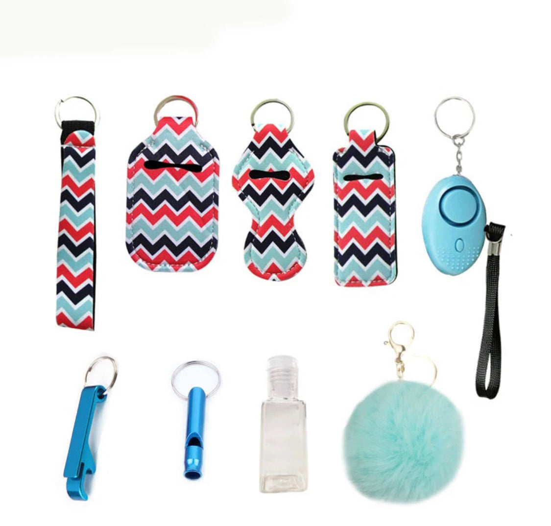 Safety Self Defense Keychains - Blue Stripes (includes kubotan - not shown)