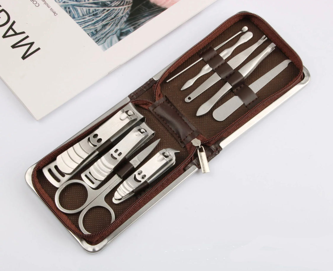 Designer leather nail grooming kit