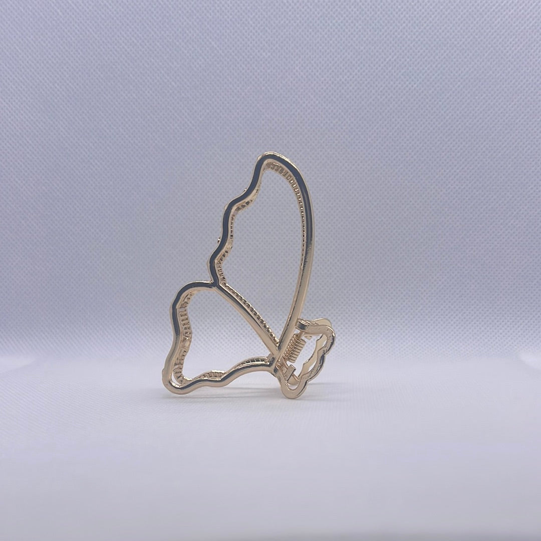 Gold metal Scintillant signature butterfly hair clip